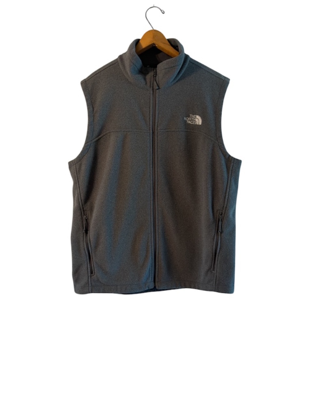 The North Face Gray Fleece Zip Vest Mens Large Outdoor Hiking